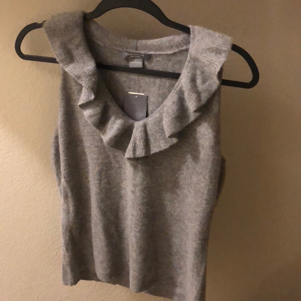 Ann Taylor Cashmere Ruffle Sleeveless Top